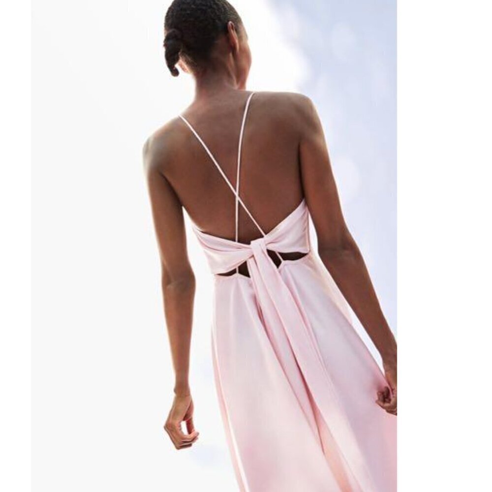 ZARA Pink Backless Summer Dress Size Medium NEW WITH TAG! - Picture 5 of 9